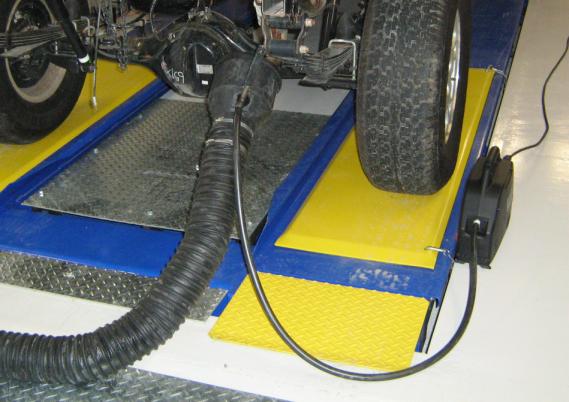 Opacity tester connected to exhaust in conjunction with extraction equipment